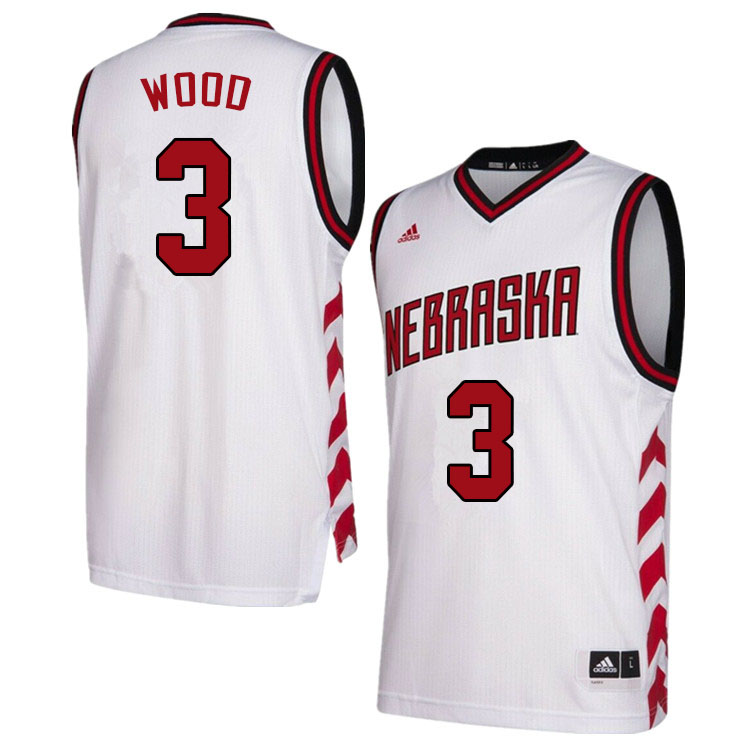 Men #3 Elijah Wood Nebraska Cornhuskers College Basketball Jerseys Sale-Hardwood Classics